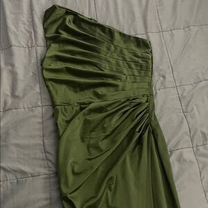 Elegant Olive Green One-Shoulder Dress